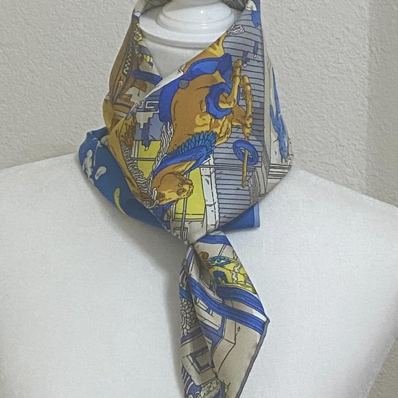 Hermes 90cm Silk Scarf La Legende du Cheval a Plumes by Ugo Gattoni - Picture 5 of 7